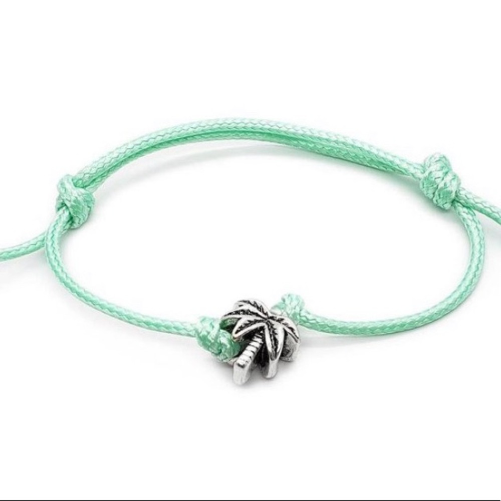 Single palm tree adjustable bracelets  mint green